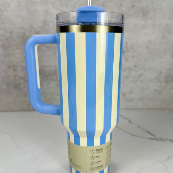 Stanley Oasis Collection 40oz Flowstate Tumbler Cornflower Cabana Gloss Stripes - Picture 2 of 4